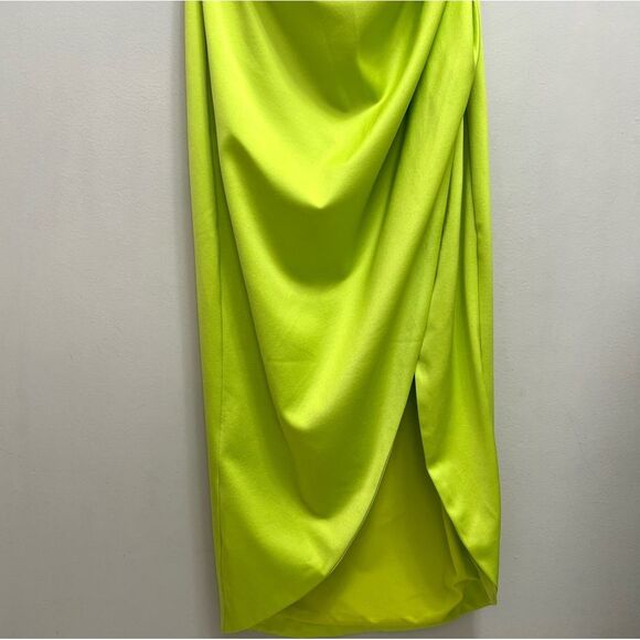 ELLIATT Cassini Midi Dress One Shoulder Ruche in Chartreuse Green Yellow Size XS - Picture 5 of 11